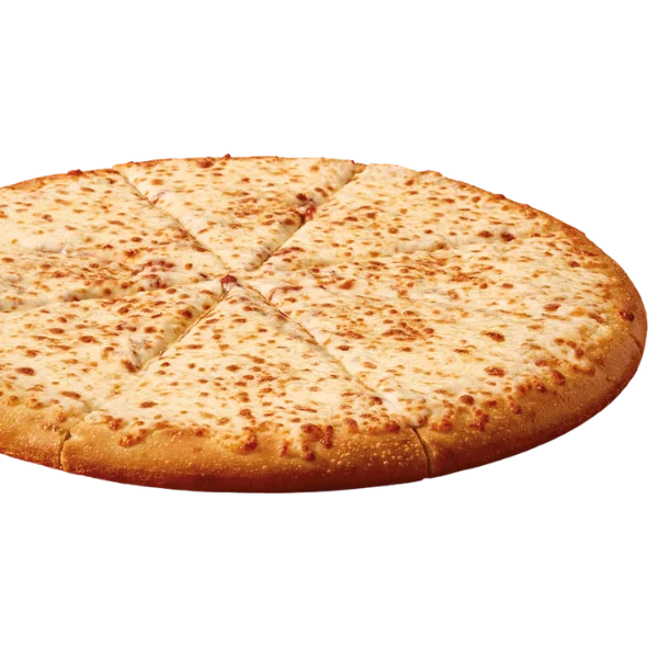 Large round pizza with mozzarella and muenster cheese blend.