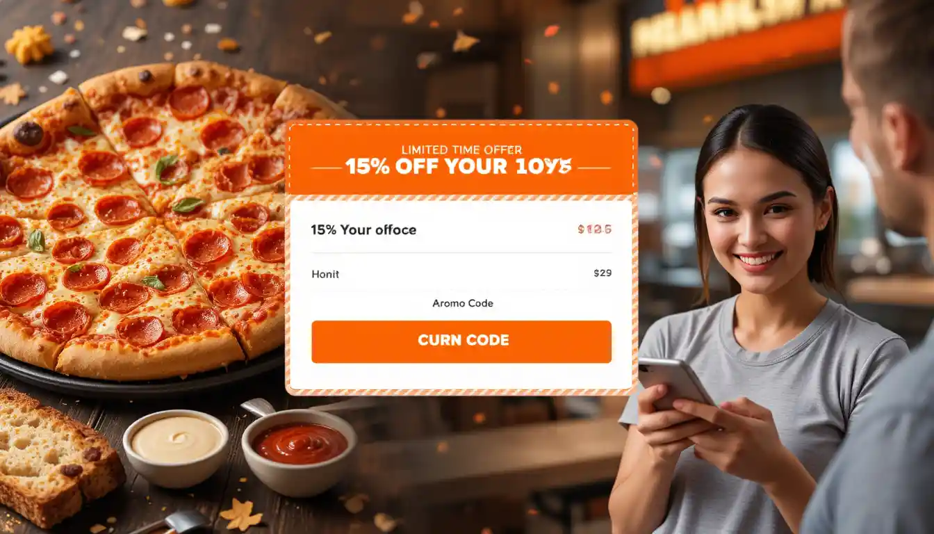 Latest Little Caesars Promo Codes & Deals (July 2025) 1 Little Caesars promo code 15% off applied at checkout with pizza and Crazy Bread in a bright, digital coupon scene.