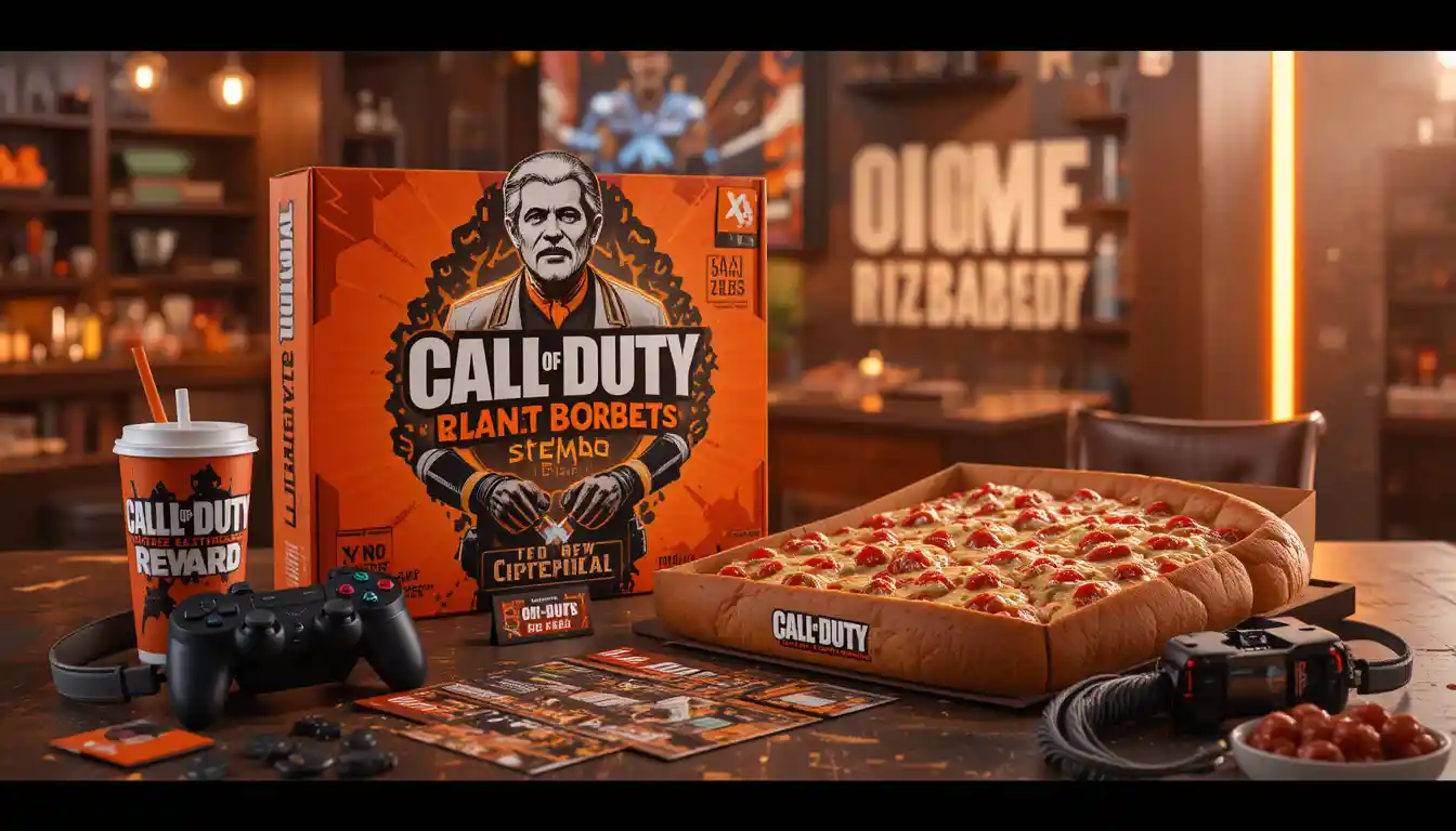 Little Caesars Call of Duty 2025 | Promo, Rewards & Info 1 "Little Caesars Call of Duty promotion with pizza, Crazy Bread, and in-game reward packaging on gaming setup with visible logos