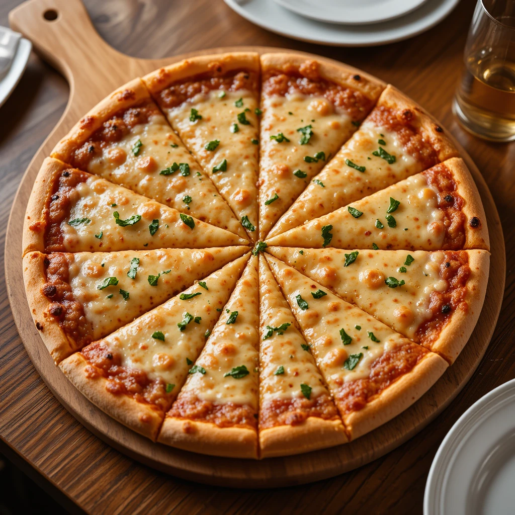 Freshly baked Classic Cheese Pizza inside a branded Little Caesars pizza box, sliced into 8 pieces with golden brown crust and bubbling cheese.